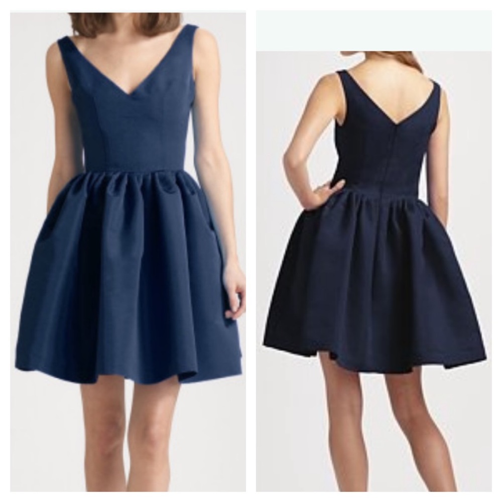 Chloe & Reese Navy Silk Fit Flare Cocktail Dress